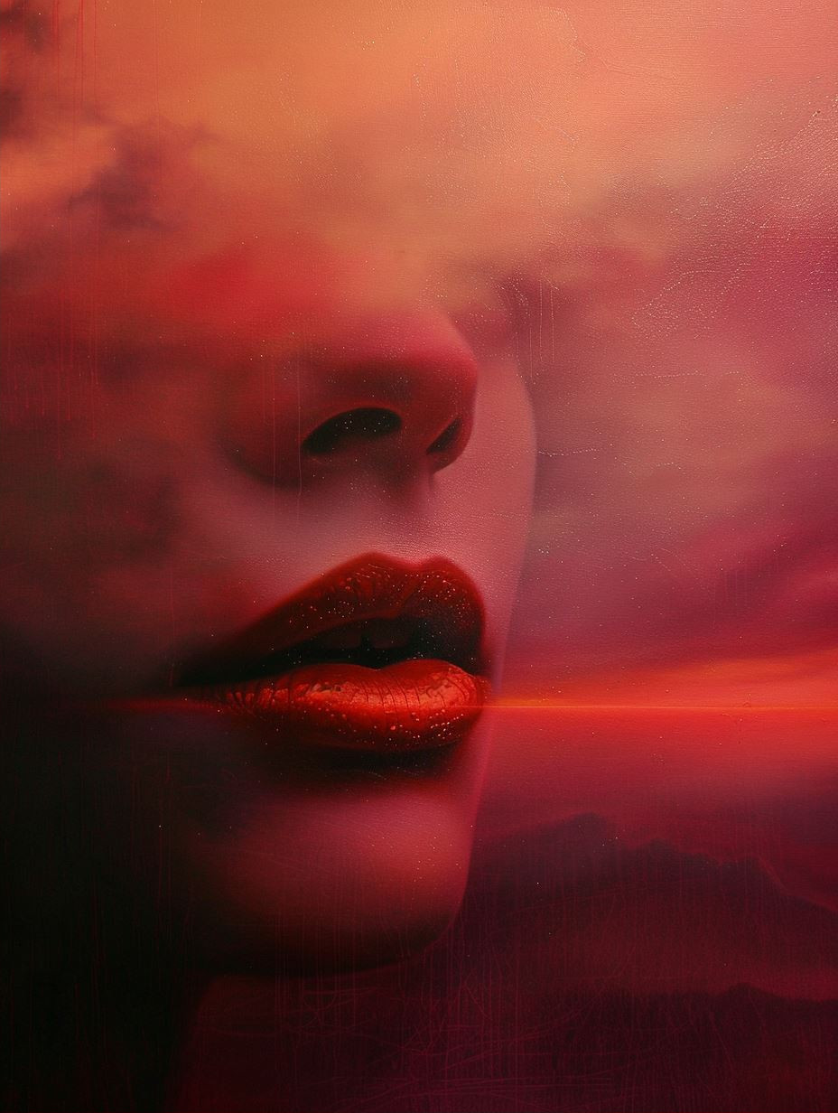 Crimson Haze Ethereal Portrait - Image 2