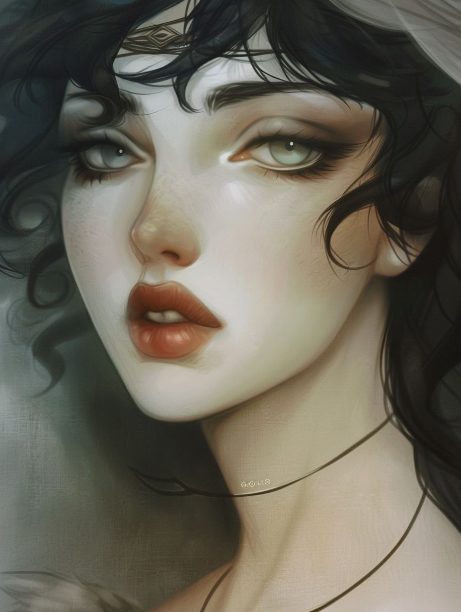 Ethereal Gaze of Dark Elegance - Image 1