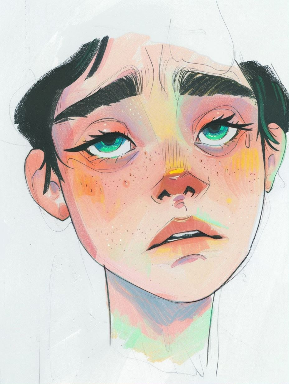 Ethereal Gazes in Digital Watercolor - Image 1