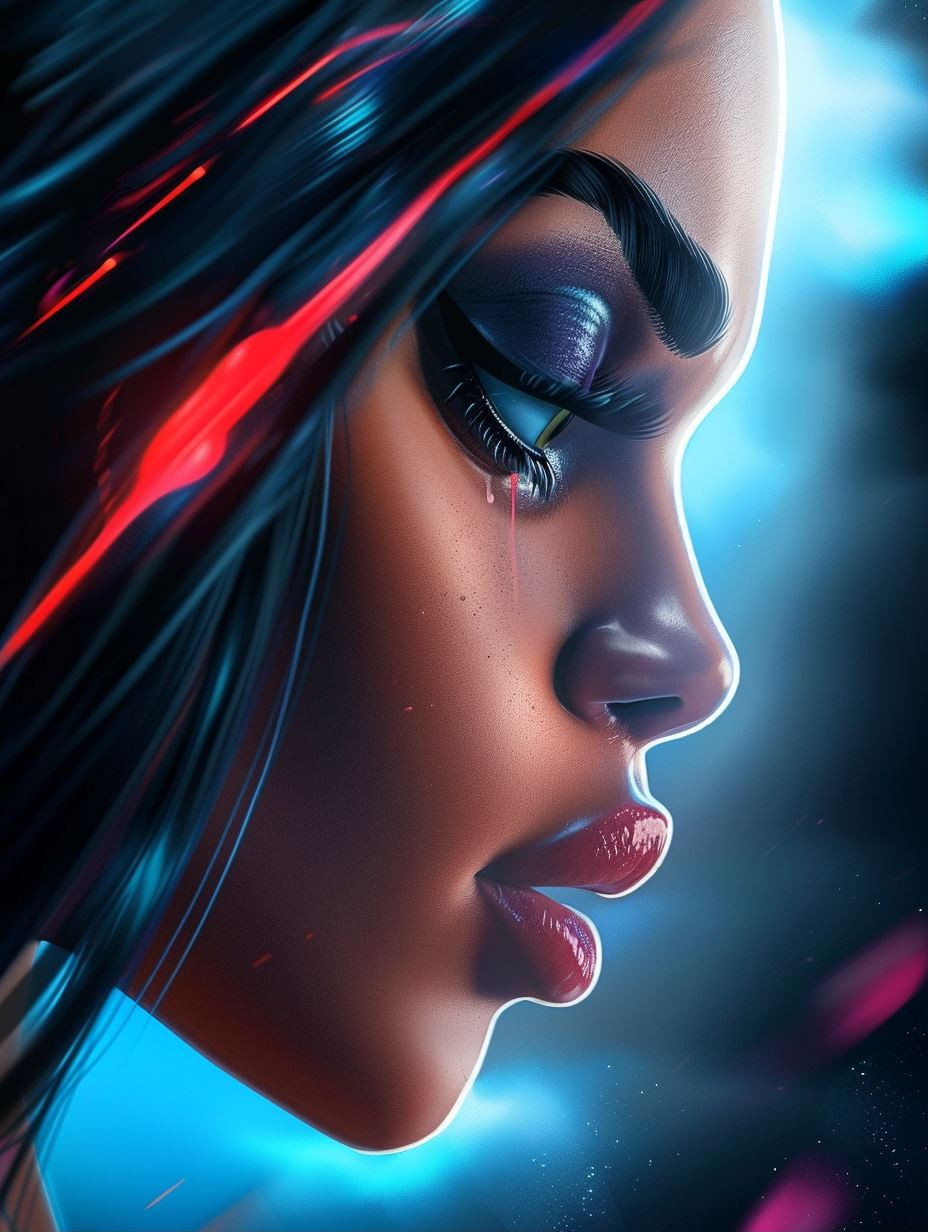 Neon Cybernetic Portrait Series - Image 1