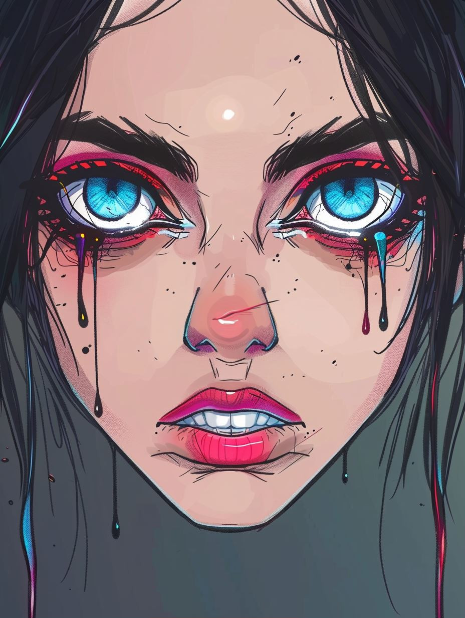 Melancholy Neon Digital Portrait - Image 1