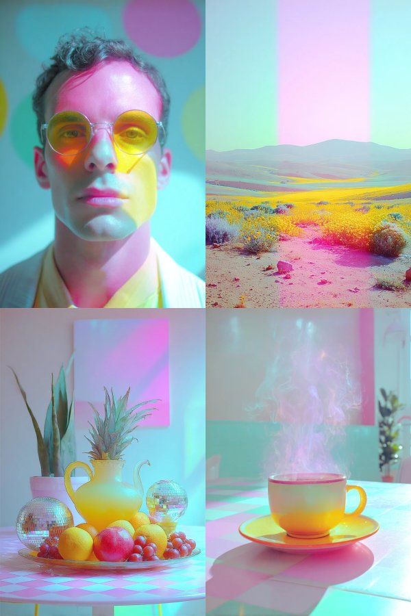 Neon Dreams: A Pastel Surrealist Collage