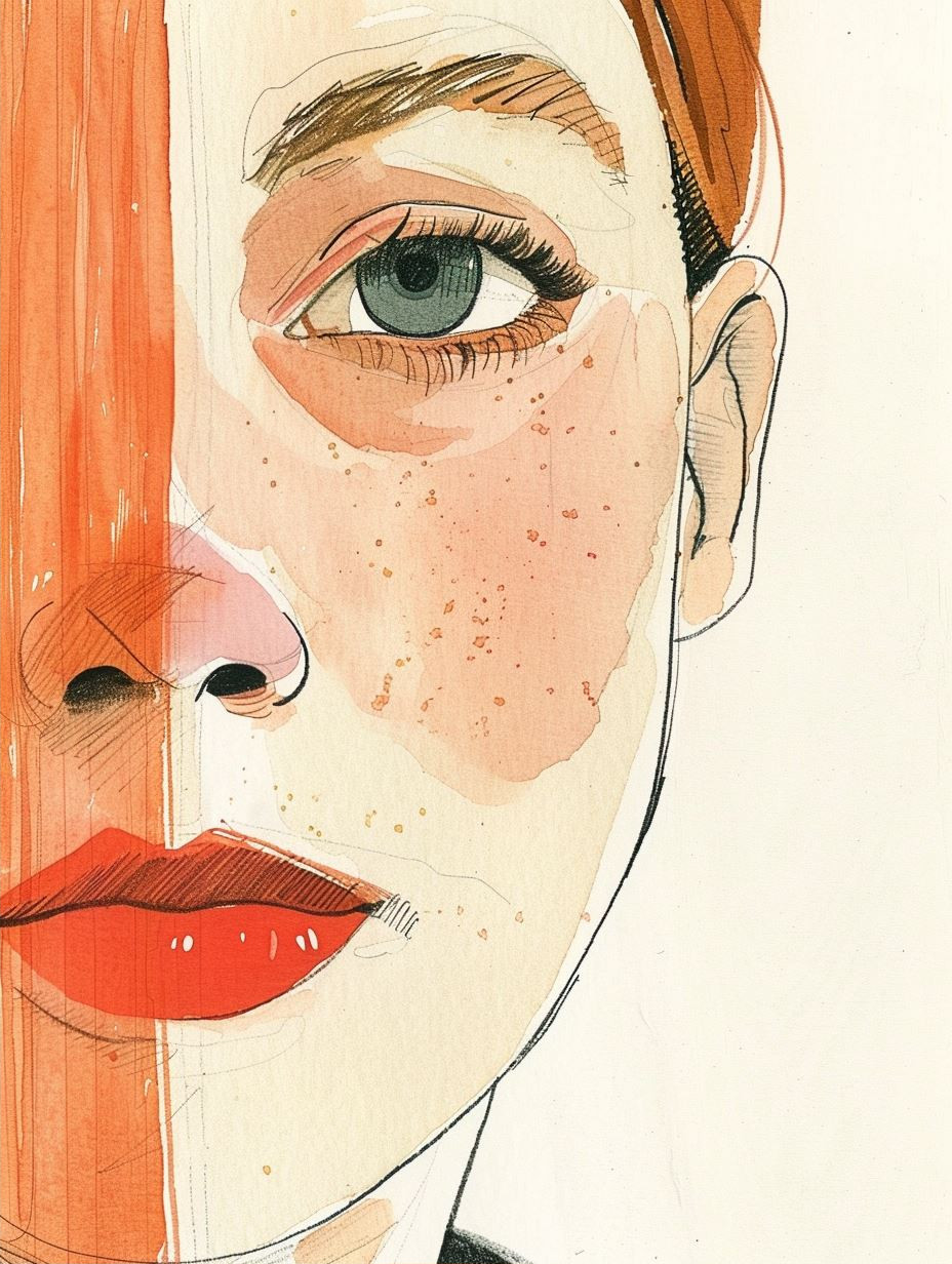 Modernist Watercolor Portrait Studies - Image 2