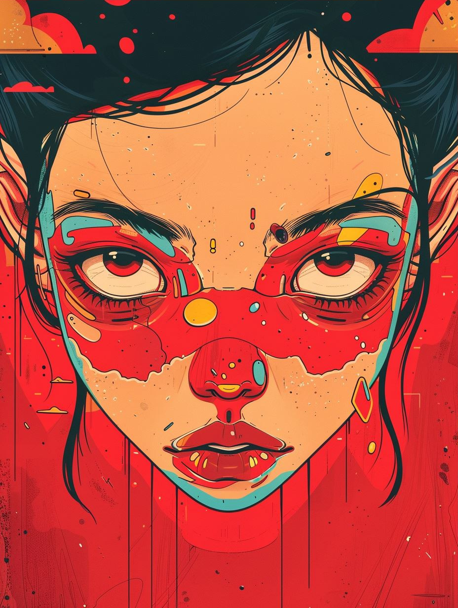Surrealist Red Portrait Collage - Image 3