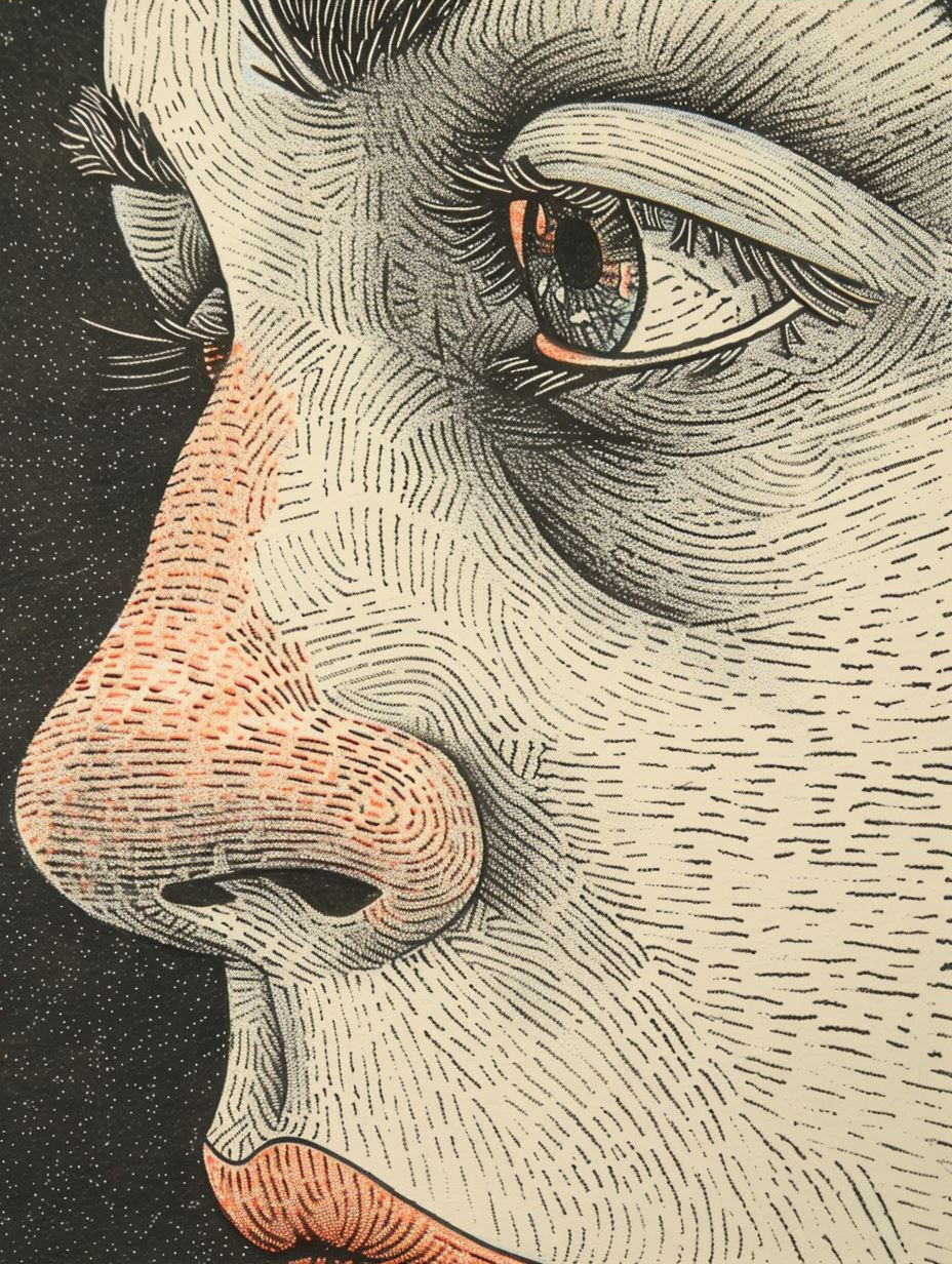 Stippled Portrait of Quiet Contemplation - Image 4