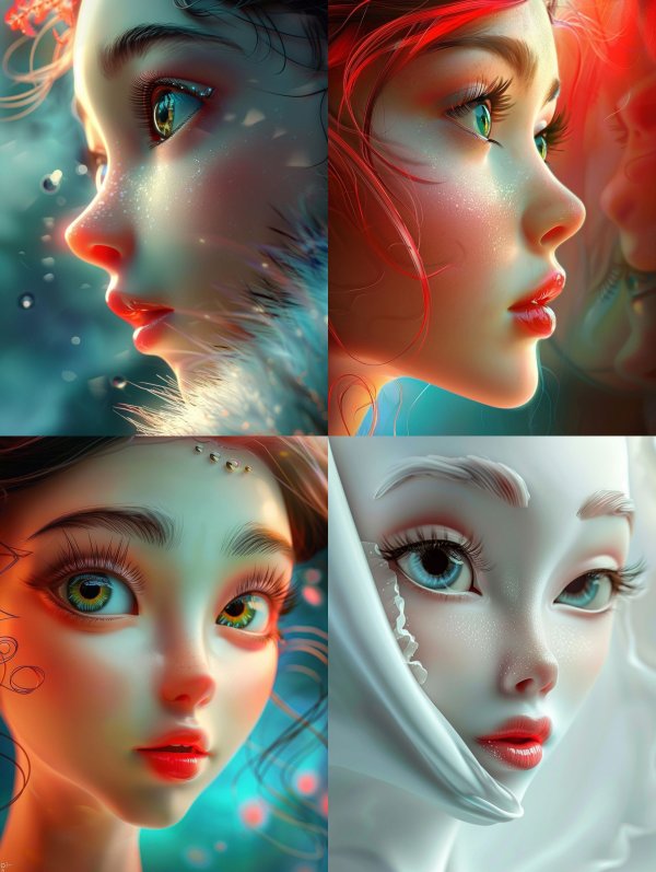 Ethereal Prism Portraits of Mystical Maiden Faces