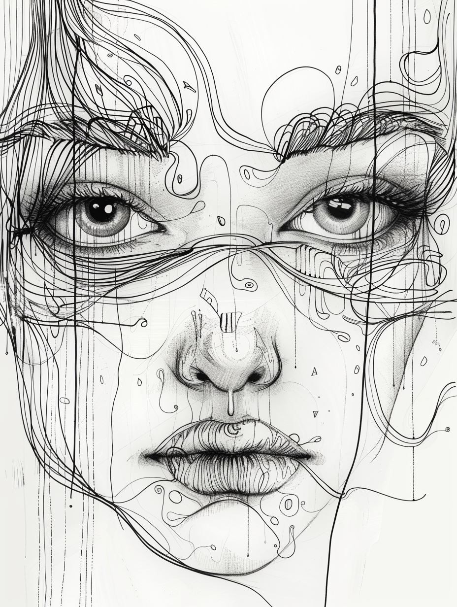 Intricate Ink Surrealist Portrait