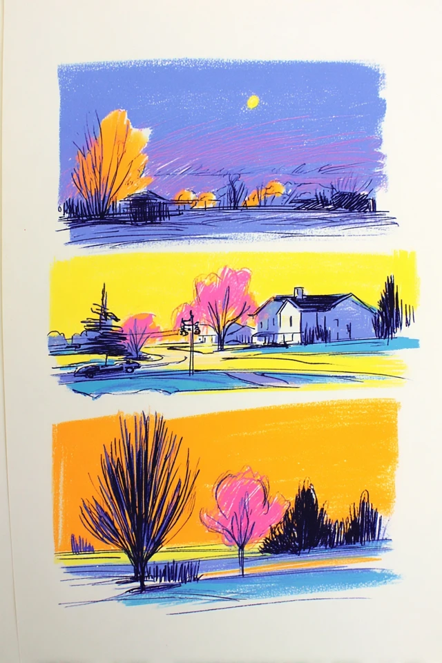 Vibrant Neon Pastel Art Studies - Image 2