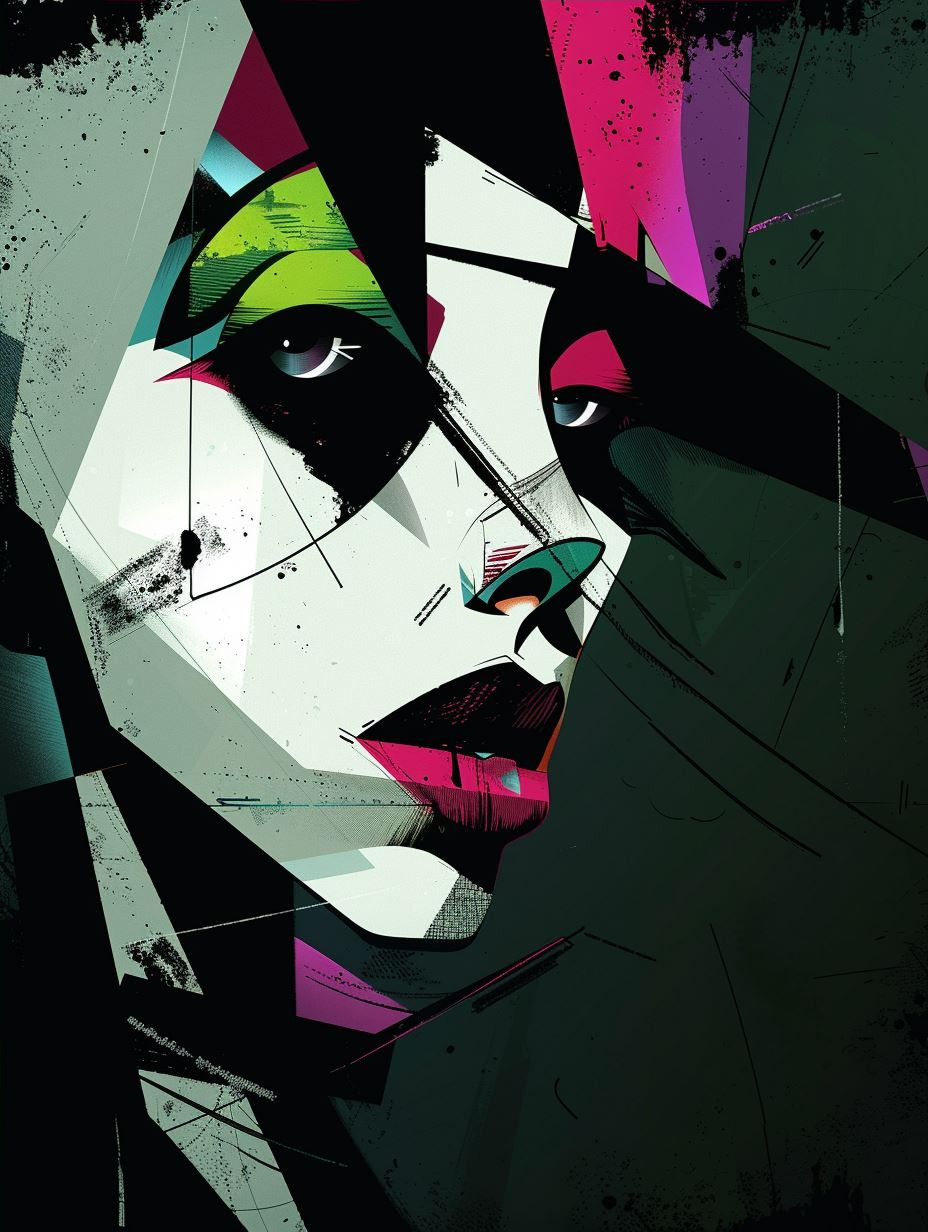 Neon Cyberpunk Geometric Portrait - Image 4