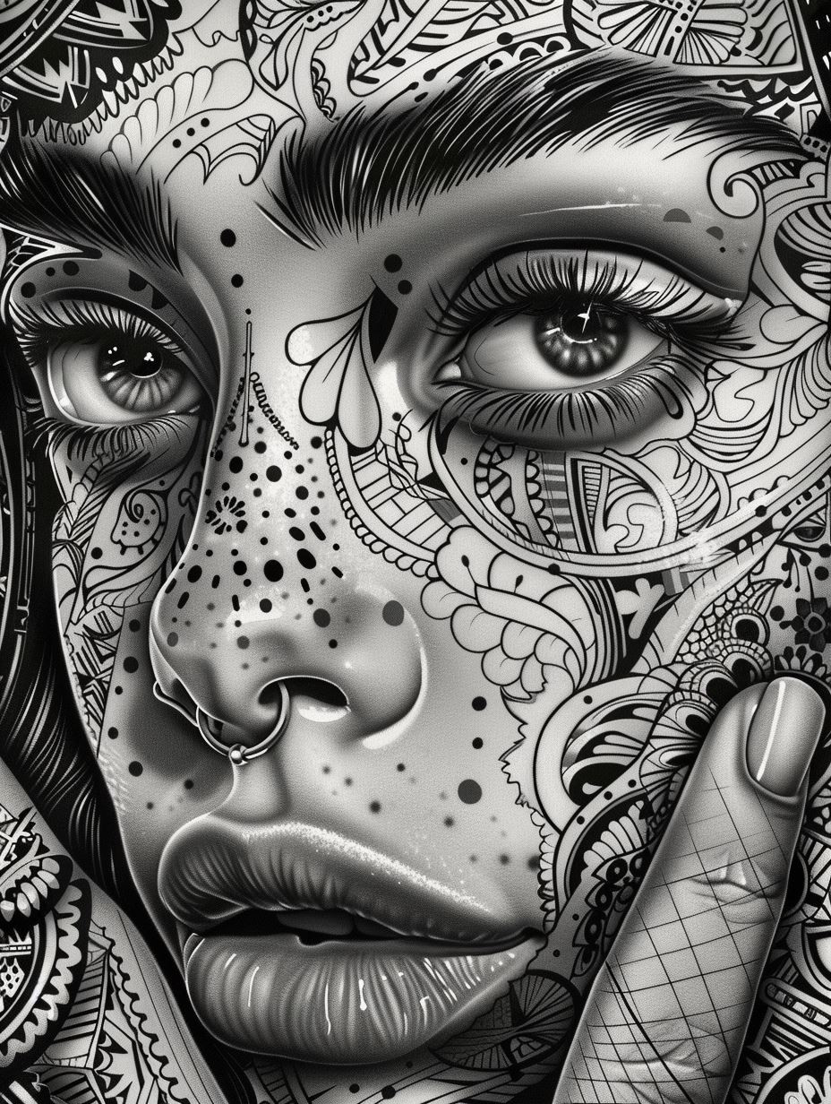 Intricate Monochrome Surrealist Portraits - Image 4