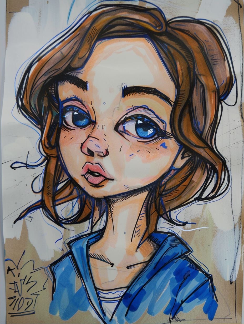 Melancholic Ink and Azure Gaze - Image 2