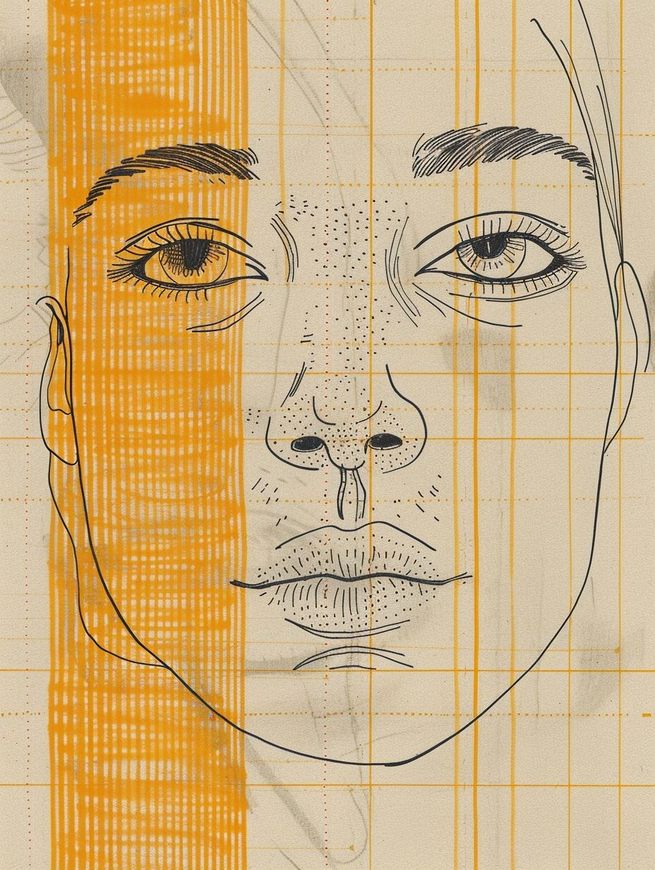Minimalist Ink Portrait on Grid - Image 2