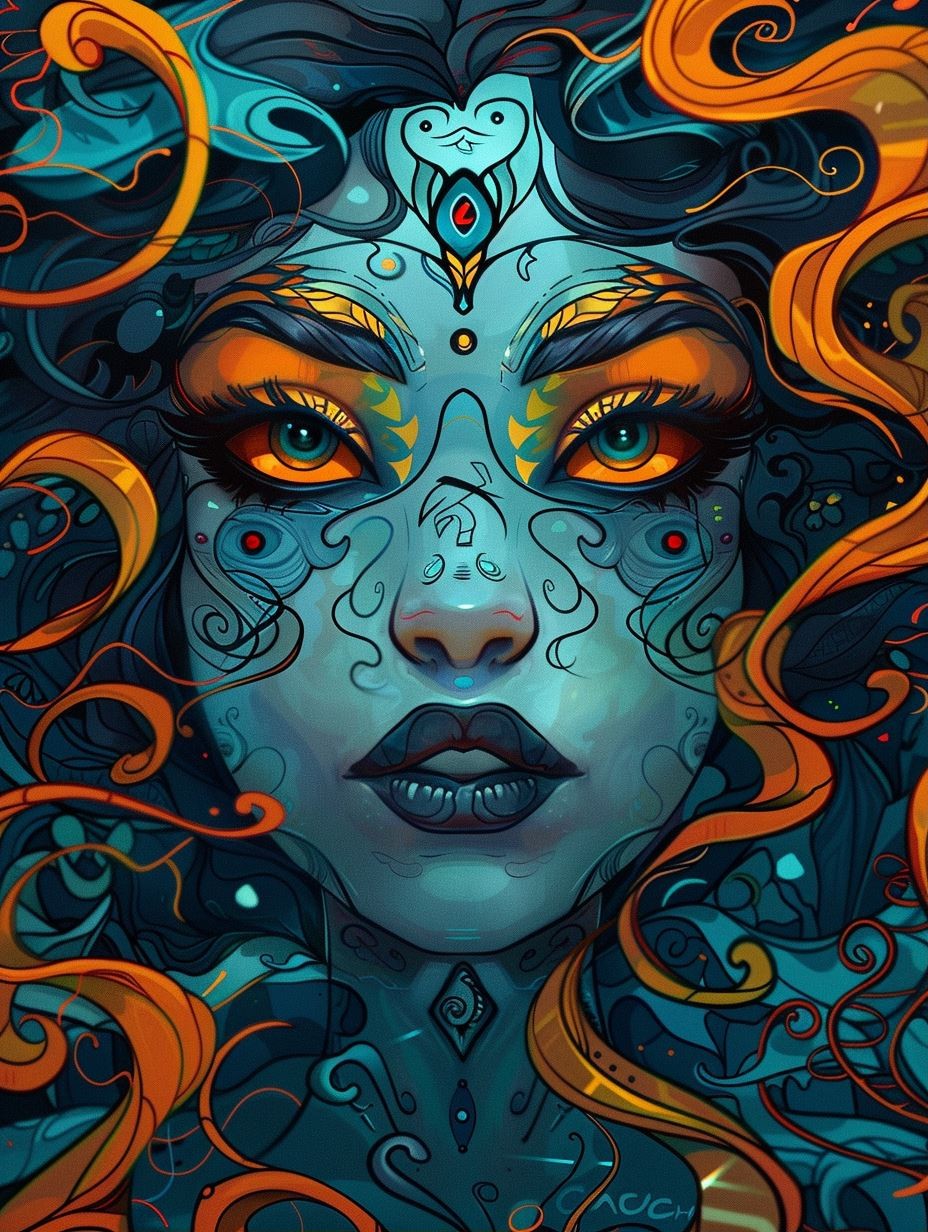 Celestial Azure Mystic Portrait