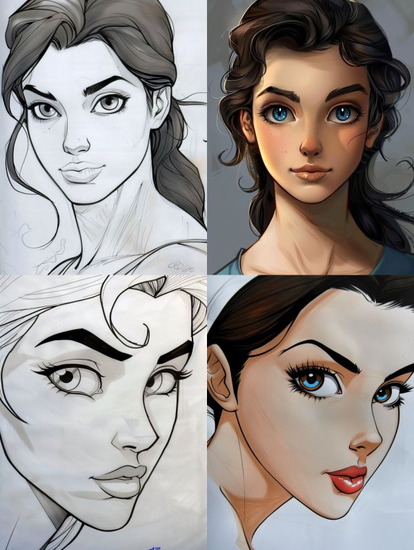 From Sketch to Color: Digital Portrait Evolution