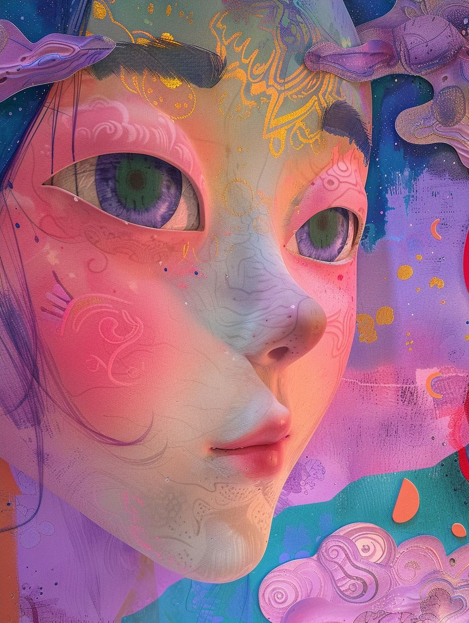 Neon Pastel Dreamscape Portrait - Image 4