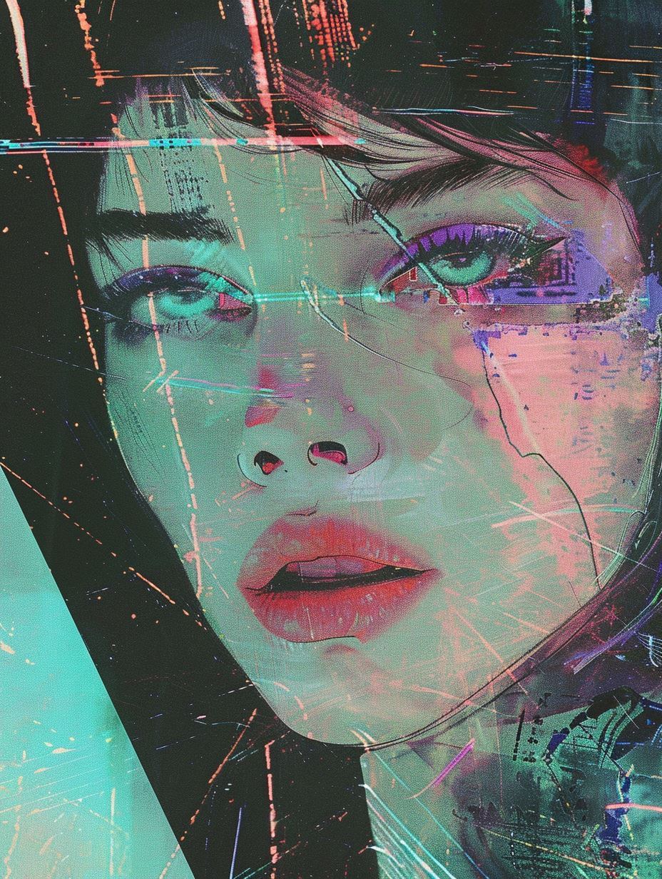 Neon Glitch Portrait Collage - Image 2