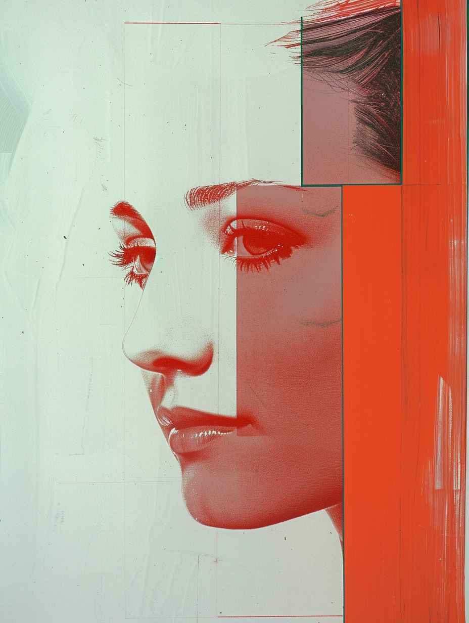 Crimson Fragmented Portrait Study - Image 1
