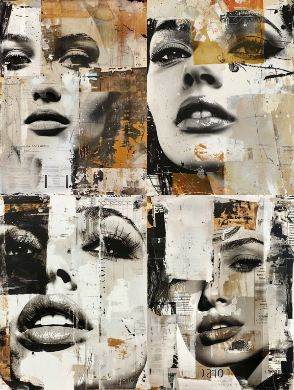 Fragmented Gazes in Ochre and Ink