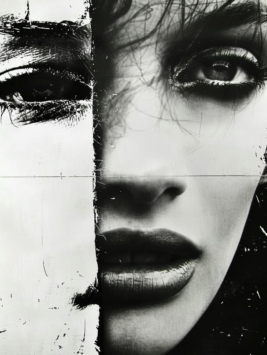 Fragmented Beauty in Monochrome - Image 1