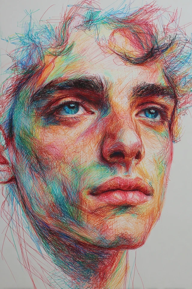 Prismatic Scribble Portrait - Image 1