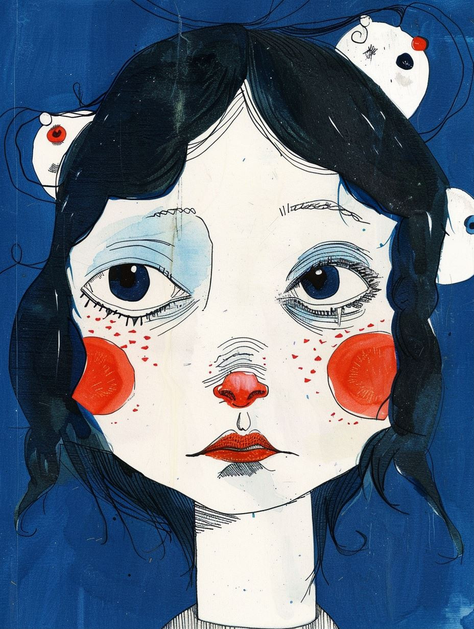 Melancholic Blue Portrait Studies - Image 1