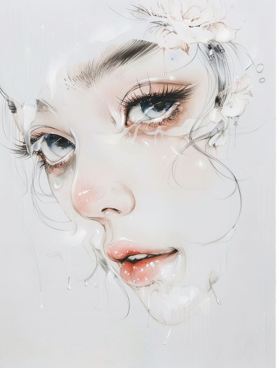 Ethereal Bloom Watercolor Portrait - Image 2