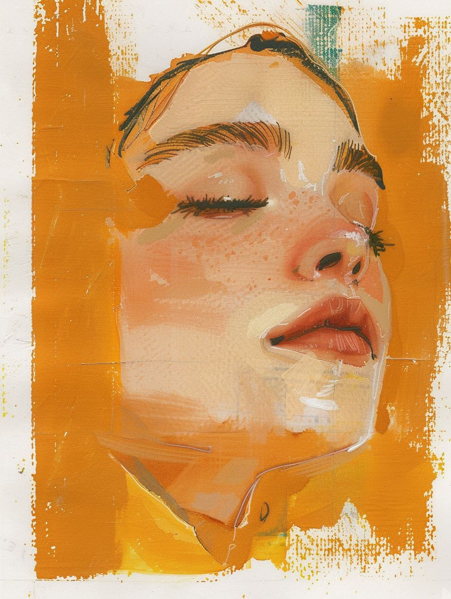 Golden Hues Abstract Portrait Studies - Image 1