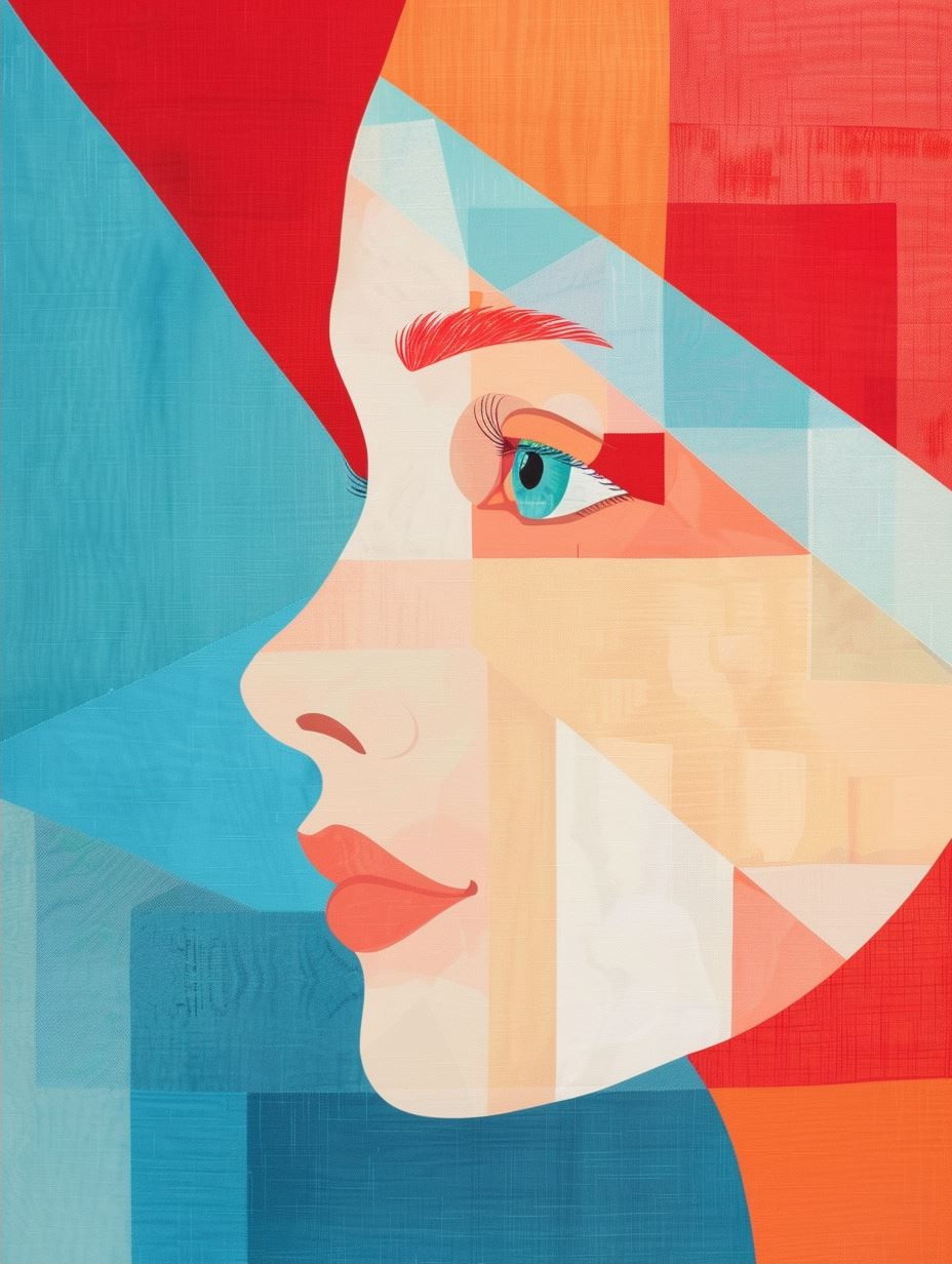 Fragmented Gaze in Primary Hues - Image 2