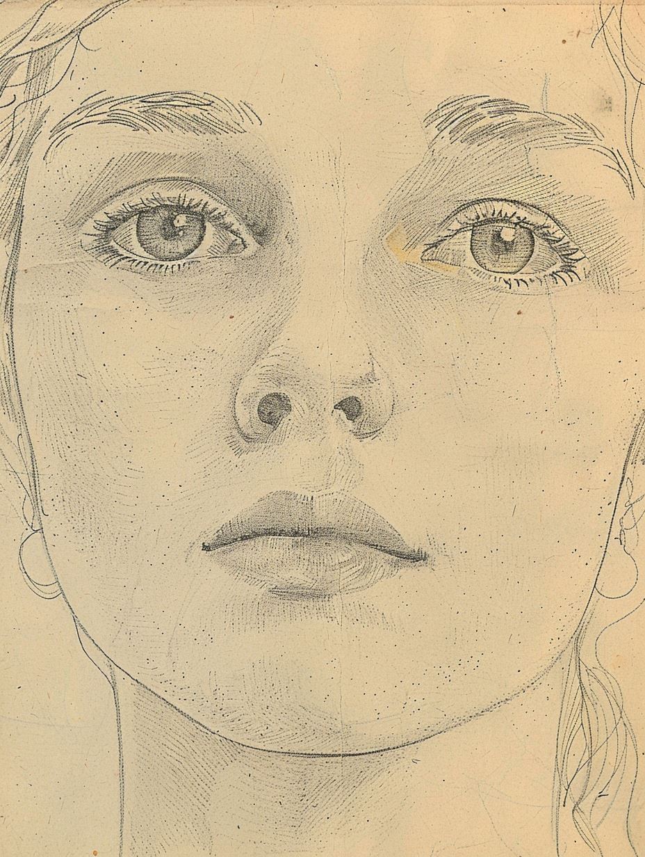 Vintage Graphite Portrait Study