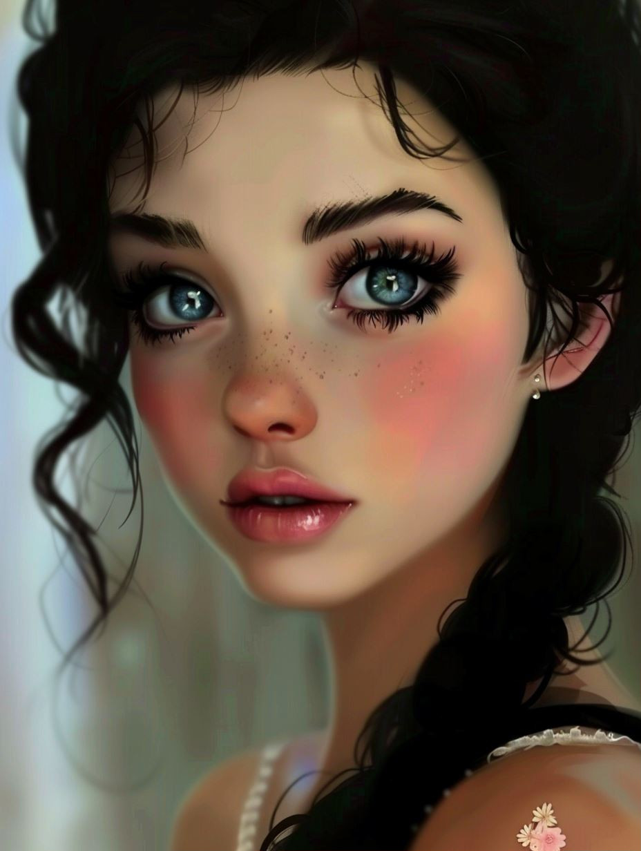Ethereal Gazes: A Study of Feminine Beauty - Image 1