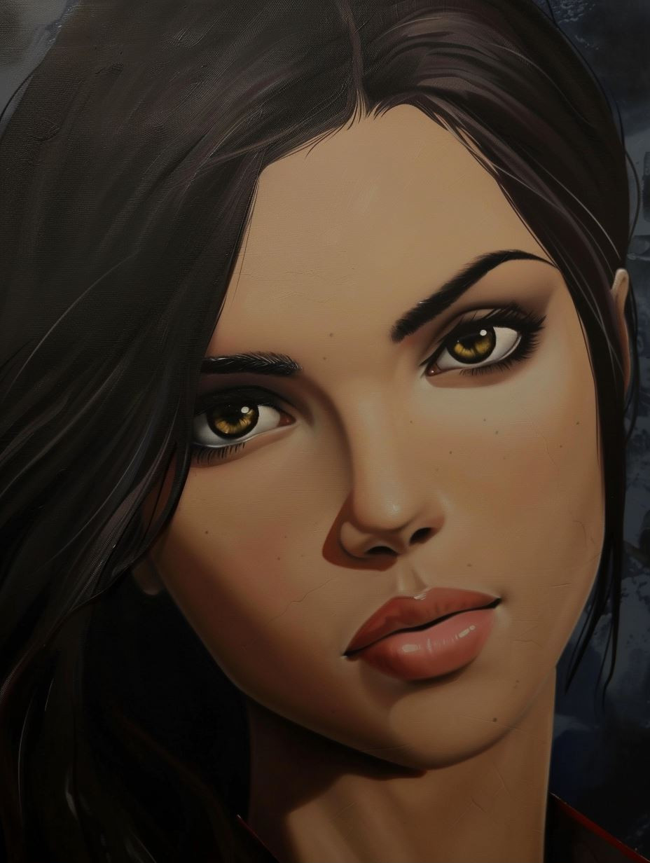 Ethereal Gaze in Digital Oil - Image 1