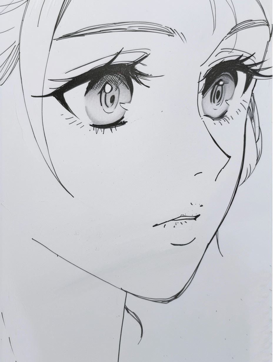 Minimalist Manga Line Art Portrait - Image 1