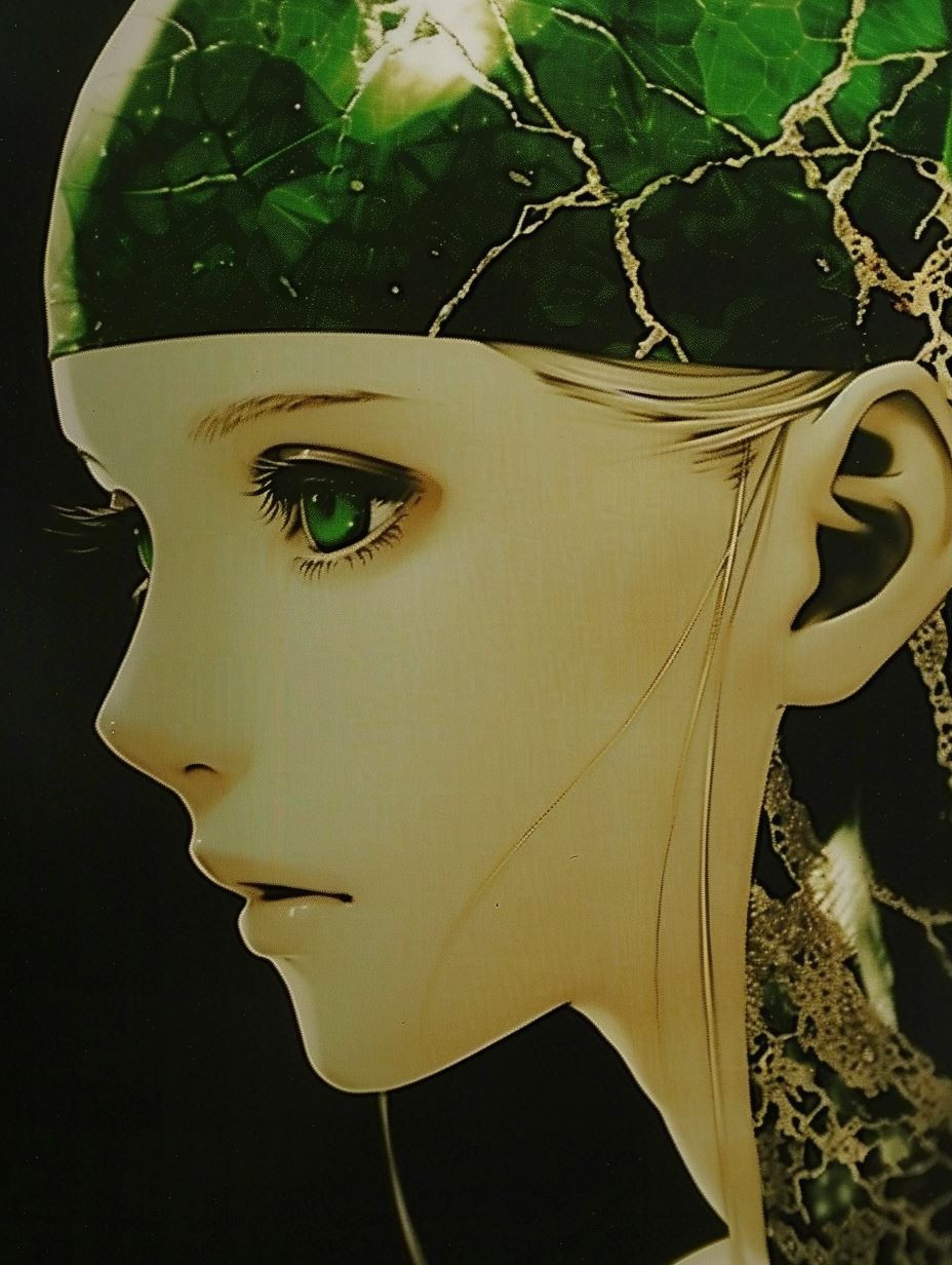Emerald Gazes: Surreal Digital Portraits - Image 1