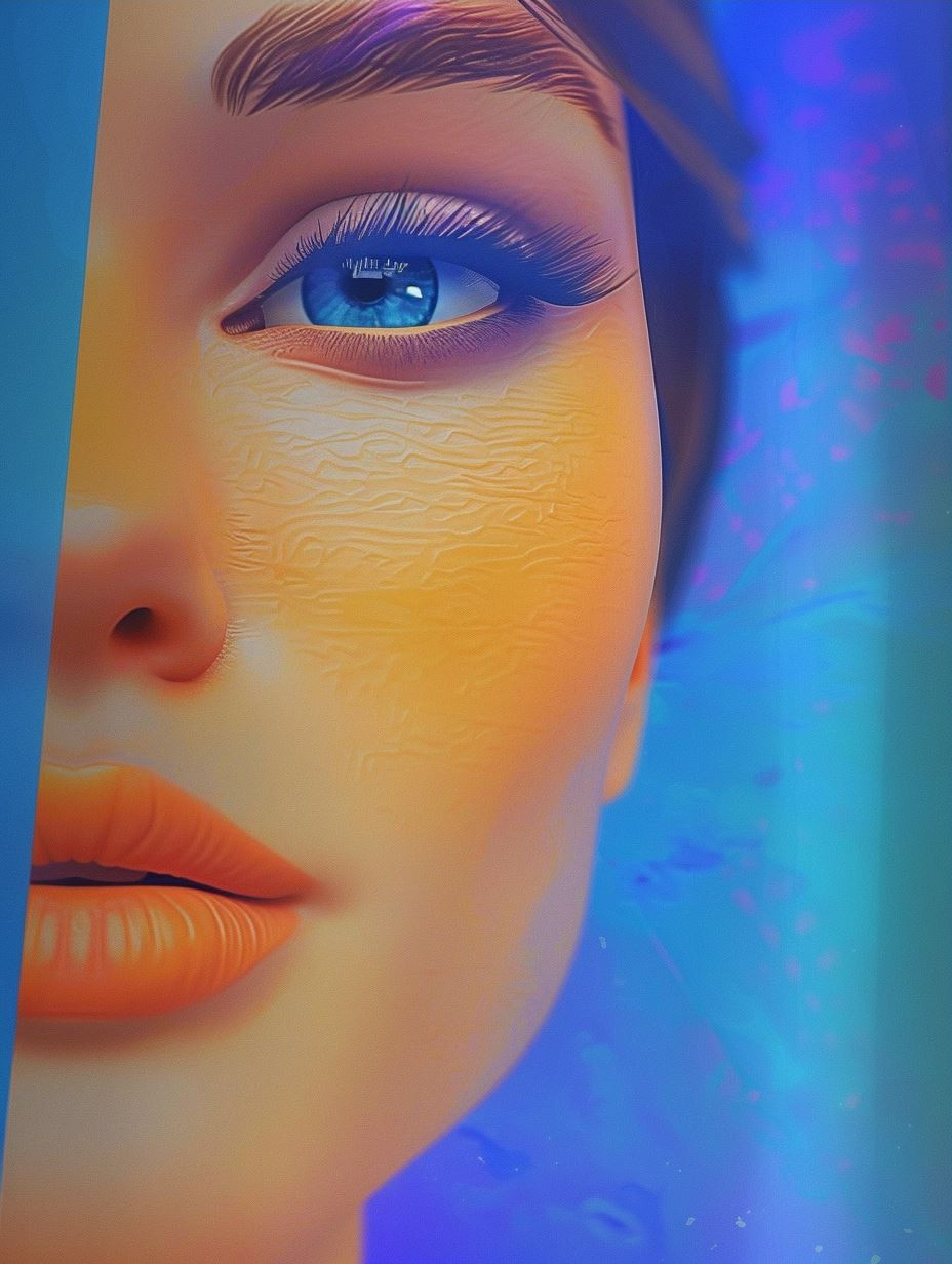 Neon Dreams: Digital Portrait Study - Image 3