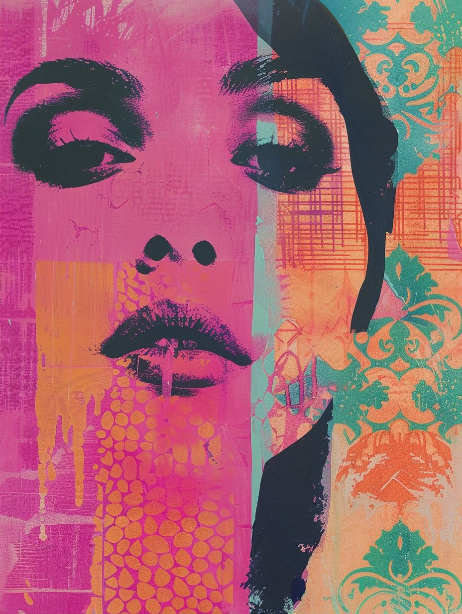 Neon Dreams Mixed Media Portrait - Image 2