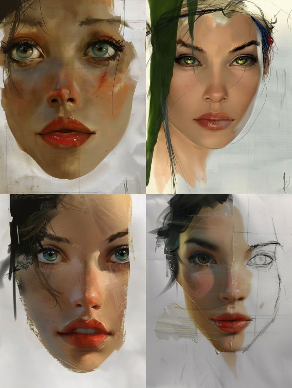 Digital Portrait Studies in Mixed Media