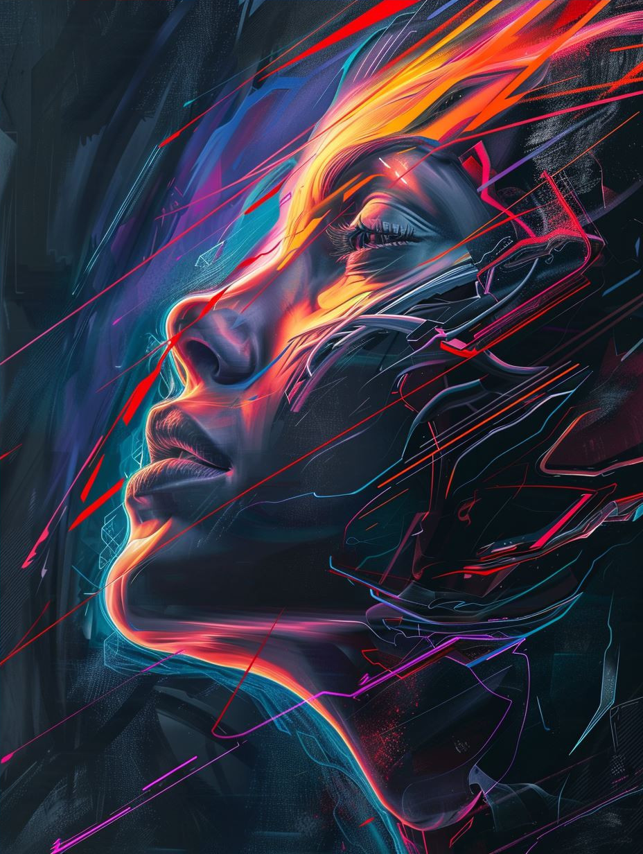 Neon Cybernetic Soul Portraits - Image 4