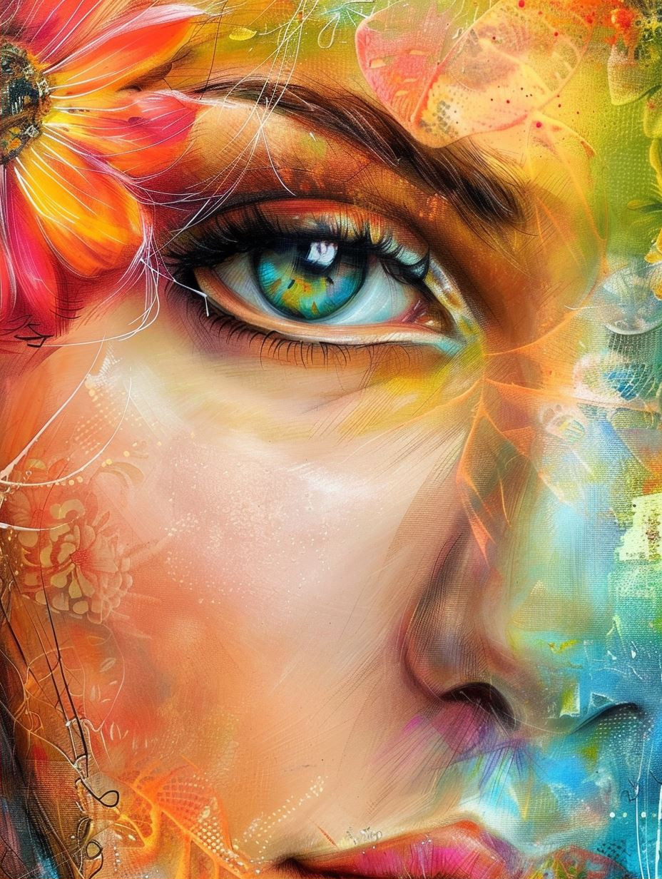 Vibrant Floral Portrait Fusion - Image 2