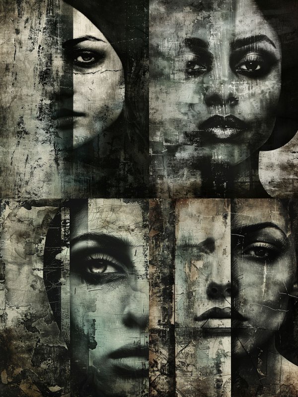 Fragmented Souls in Gritty Monochrome