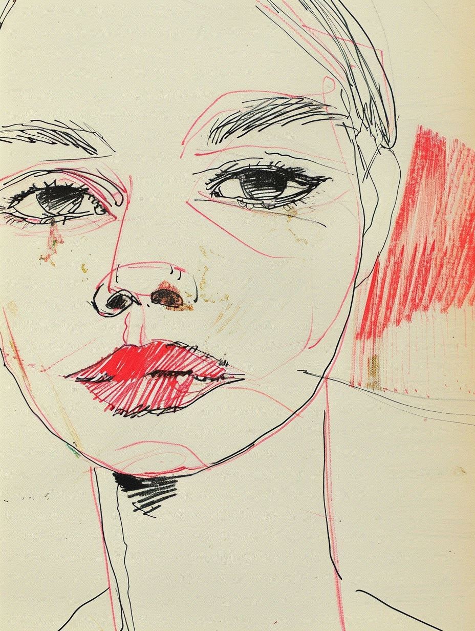 Minimalist Red Lip Sketch - Image 3