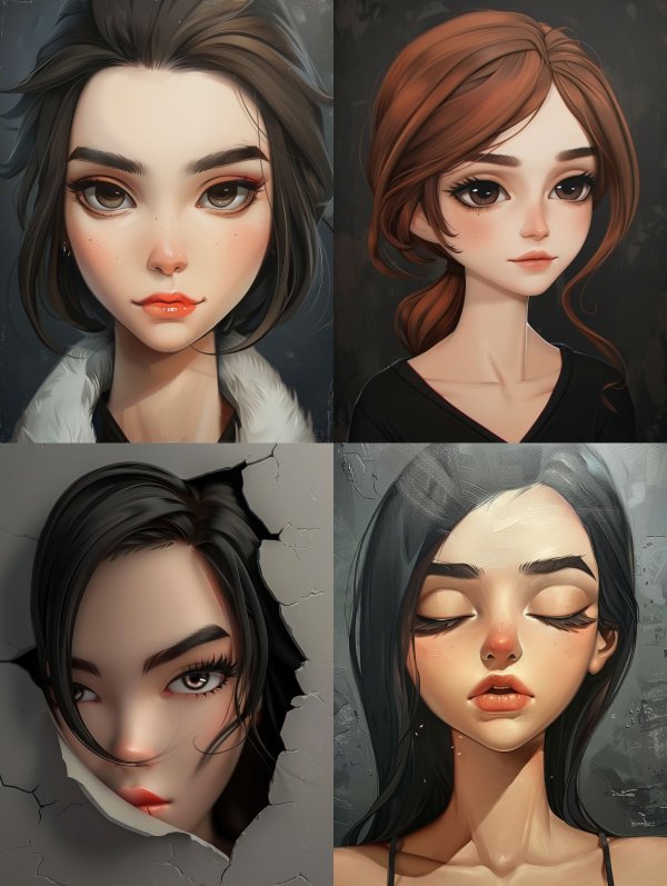 Digital Dreams: Four Stylized Female Portraits