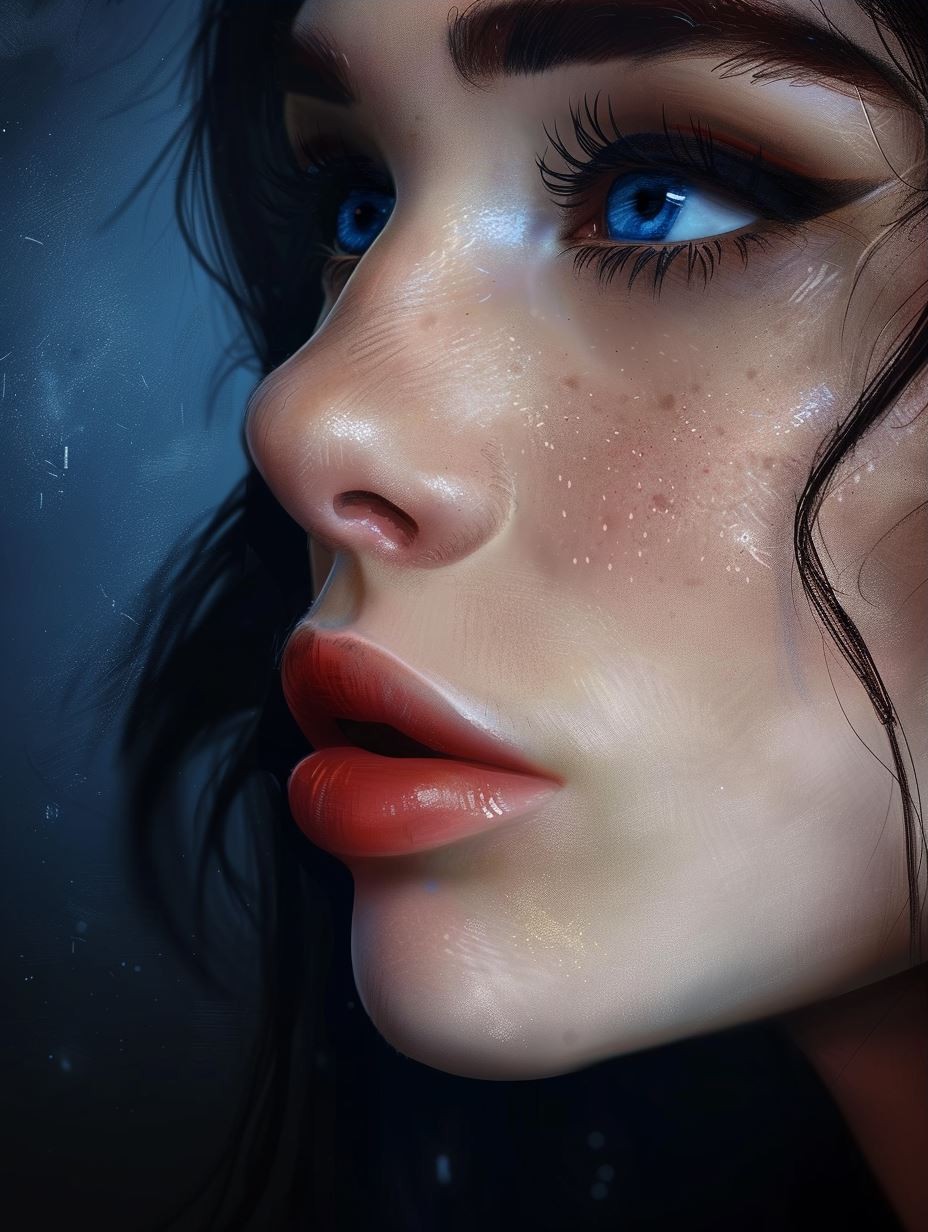 Melancholy Gaze in Cool Light - Image 3