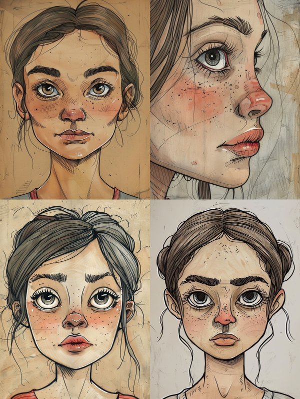 Rustic Hand-Drawn Portrait Studies