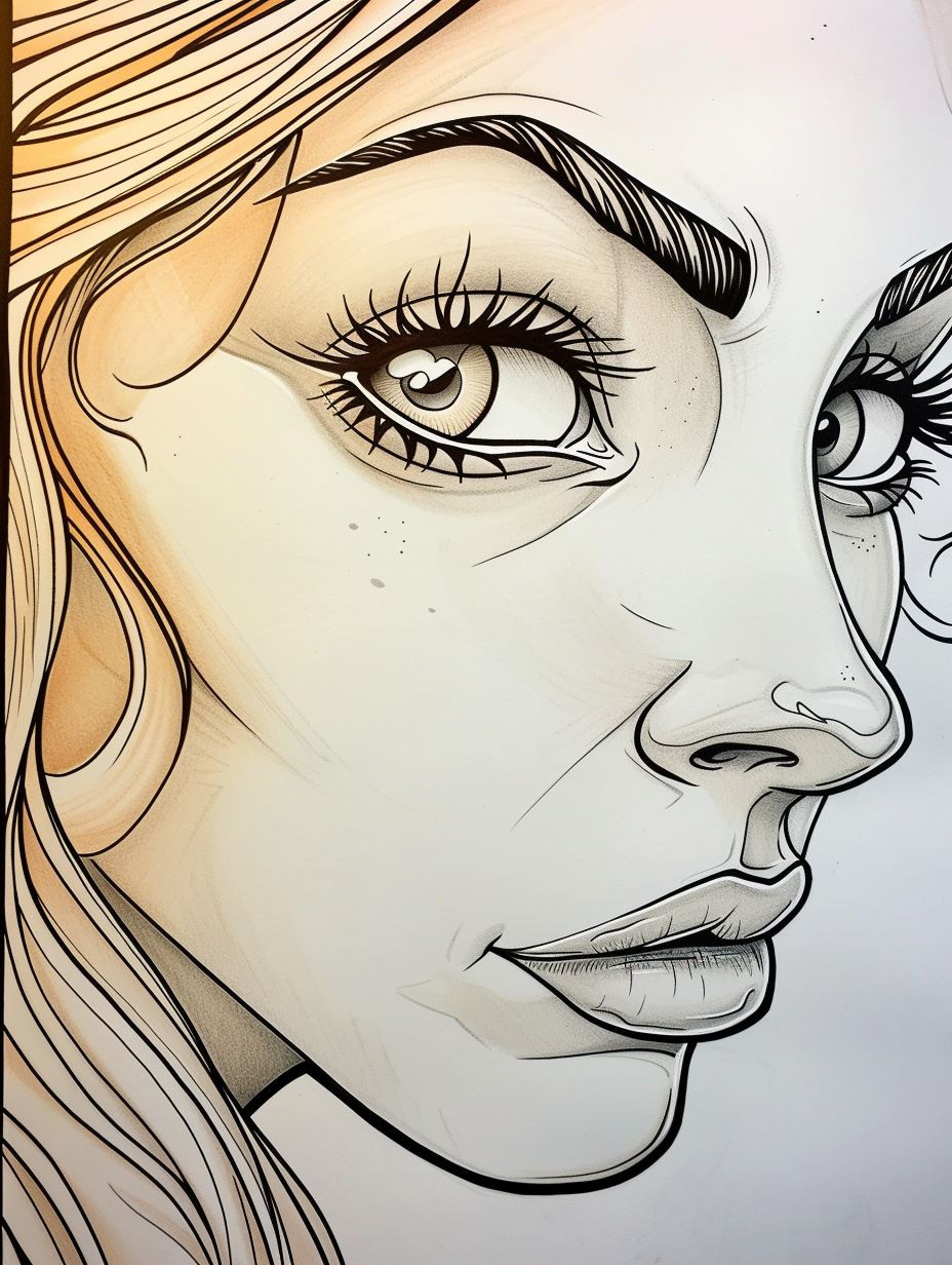 Ethereal Floral Line Art Portrait - Image 2