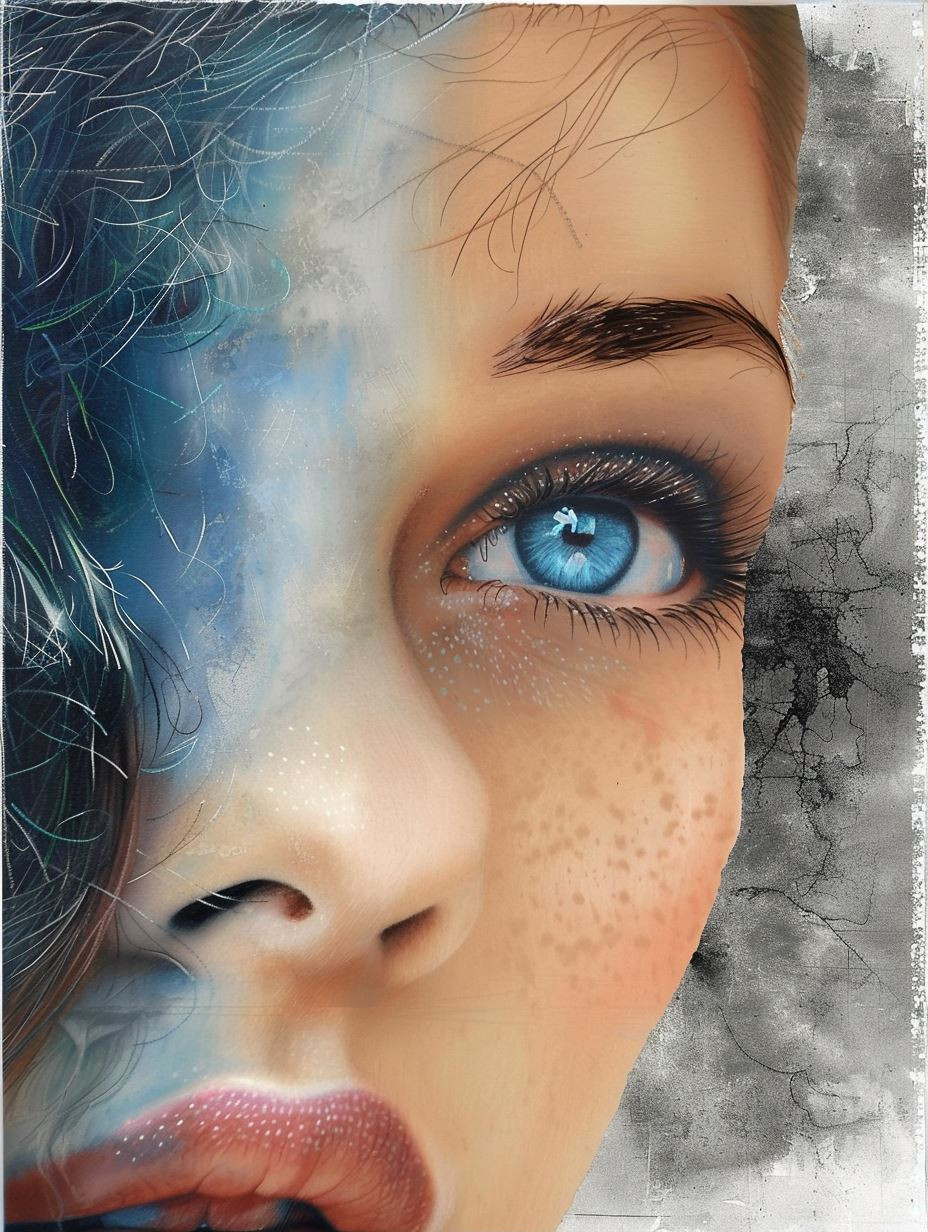 Ethereal Gaze in Soft Mist - Image 1