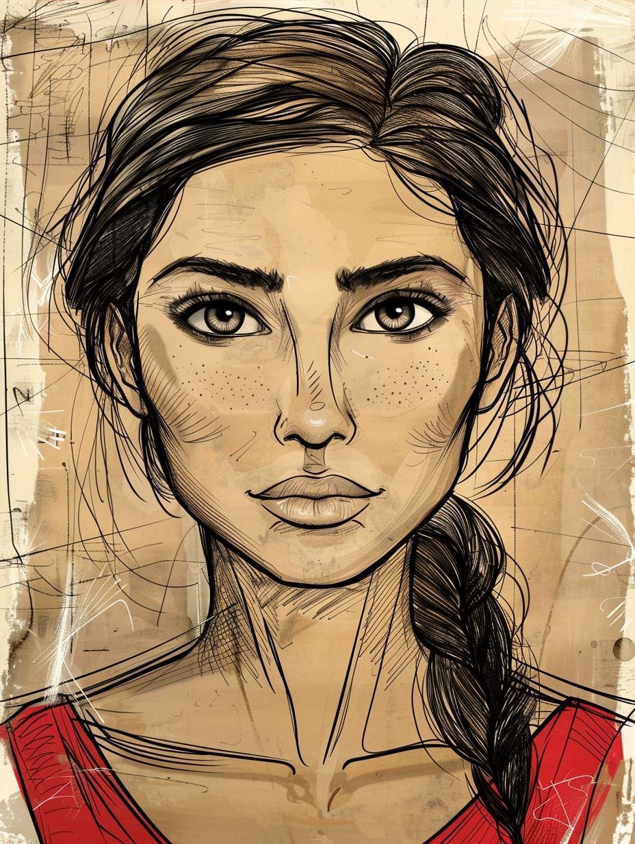 Urban Sketch Red Lip Portrait - Image 4
