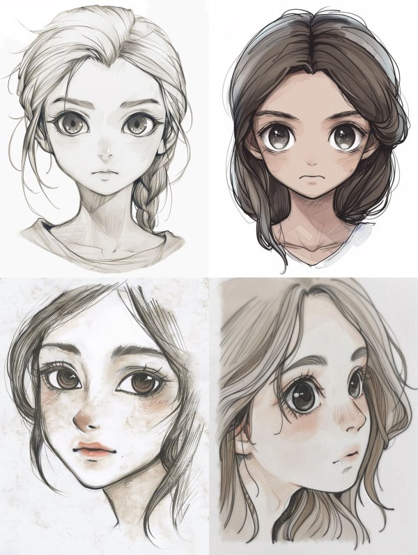 Ethereal Gaze: Anime Portrait Studies