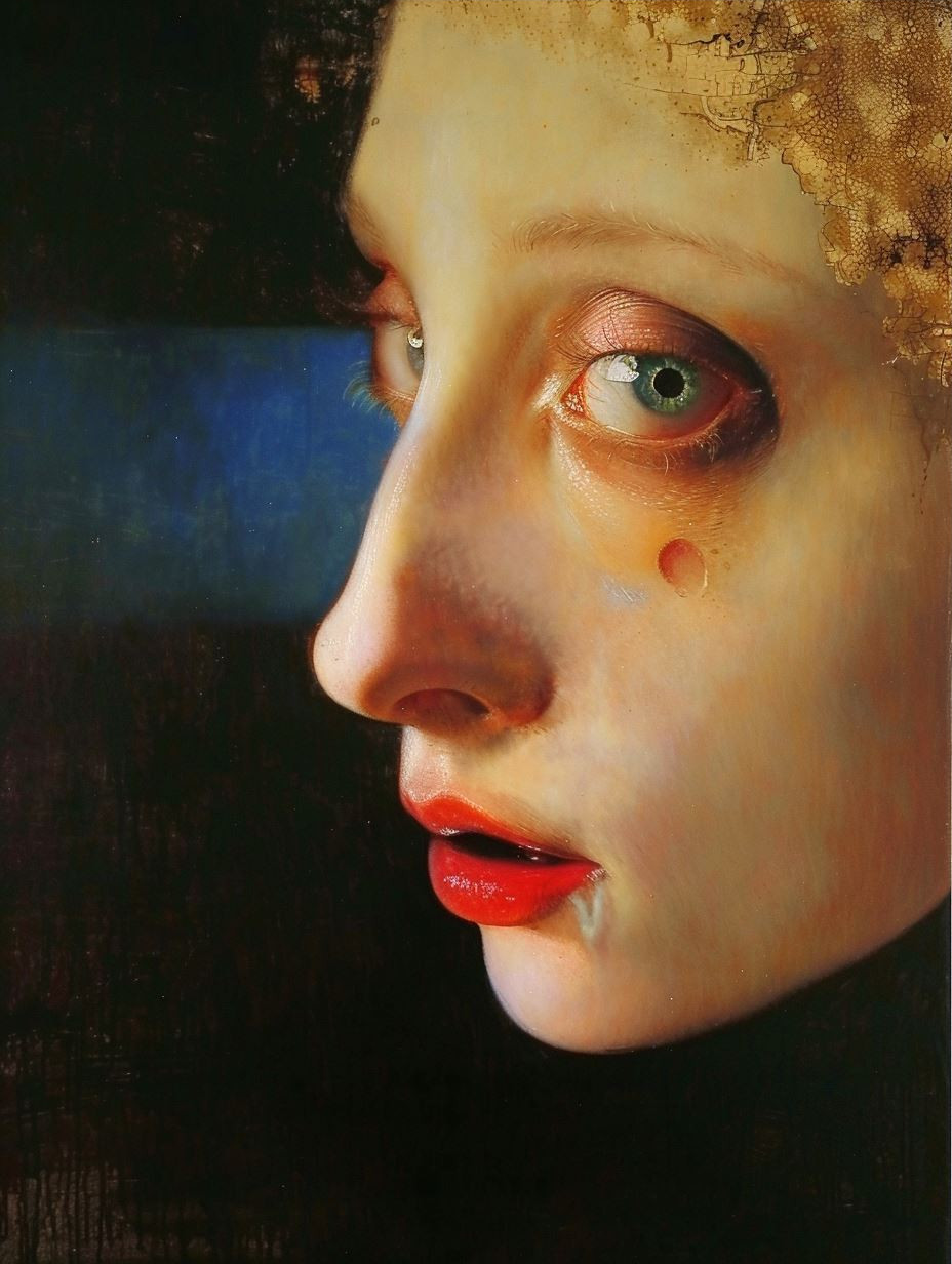 Ethereal Gaze of Crimson Curls - Image 3