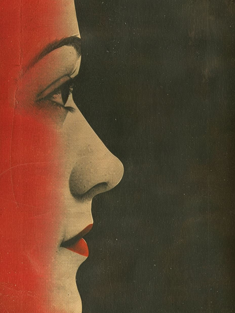Crimson Veil Profile Portrait - Image 1