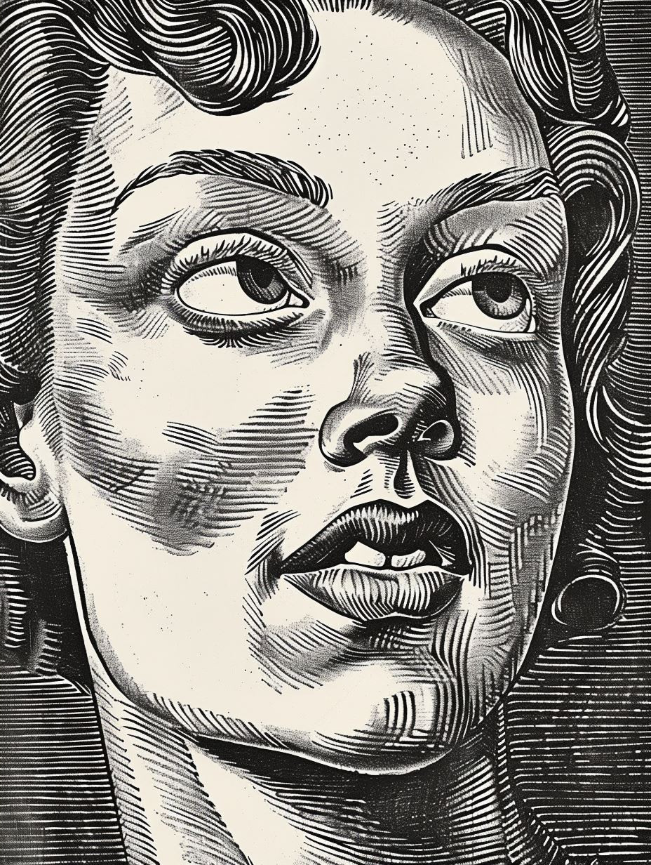 Vintage Engraved Psychedelic Portrait - Image 4